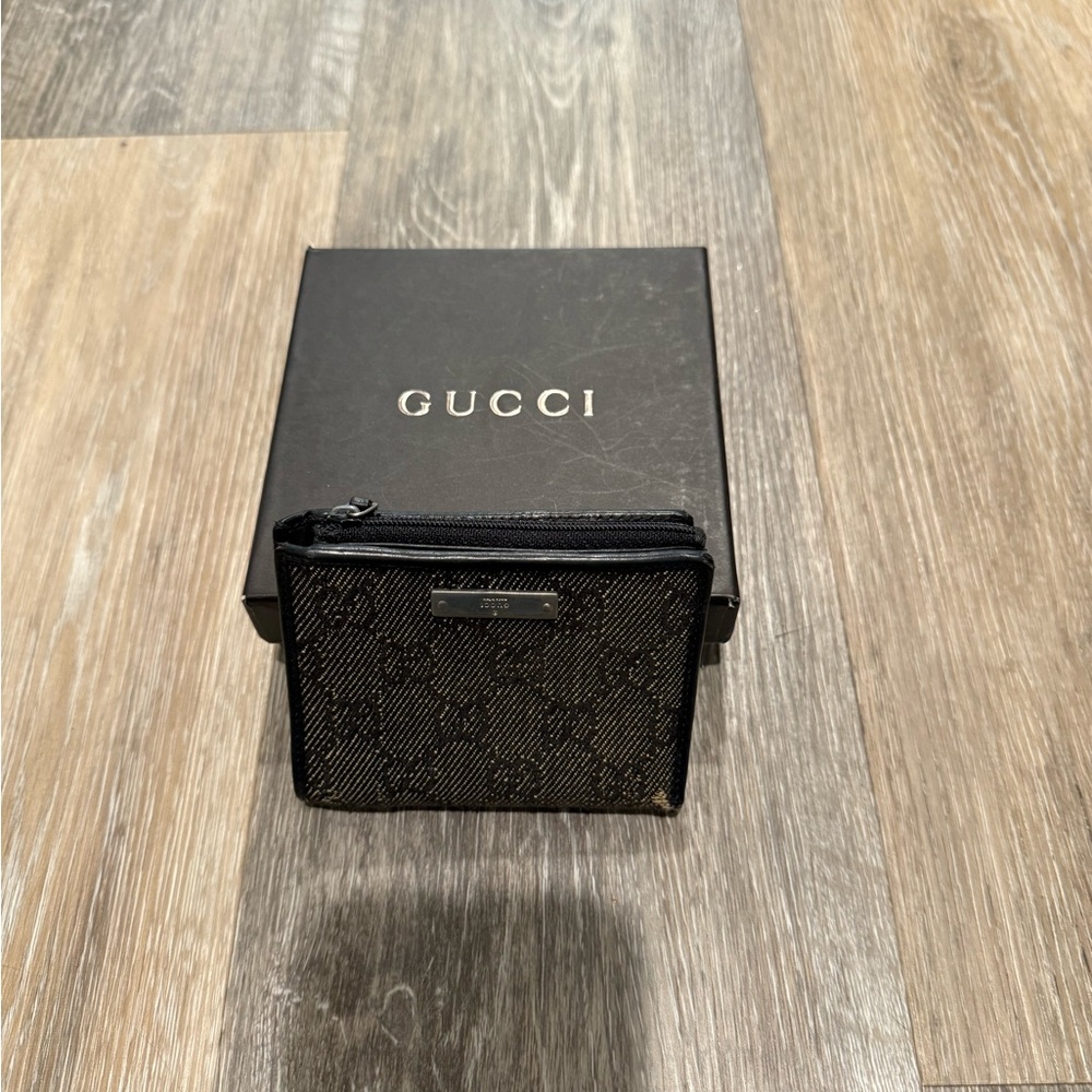 Gucci Denim Leather Compact Wallet